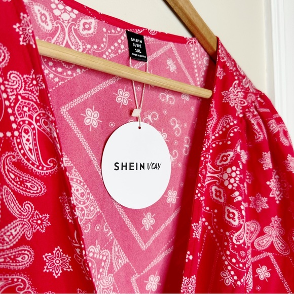 NWT SHEIN Paisley Print Butterfly Sleeve Crop Top & Wrap Hem Skirt - Picture 6 of 12